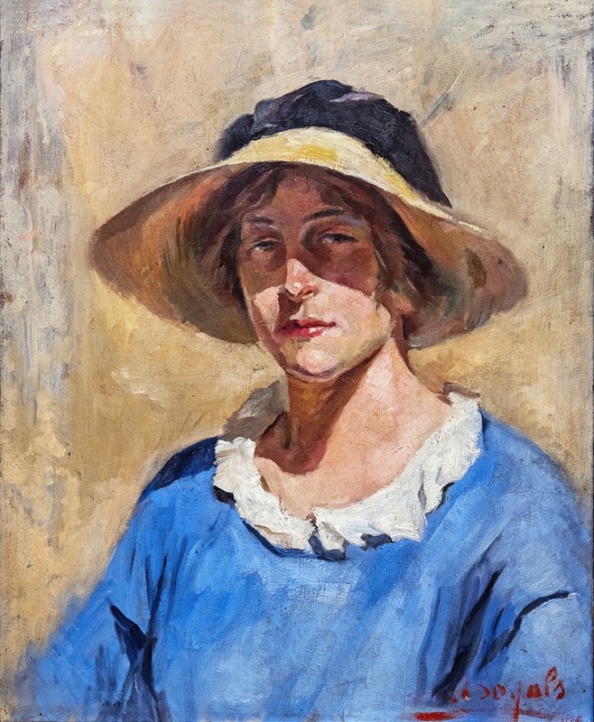 Luce Boyals - Self-portrait with a straw hat