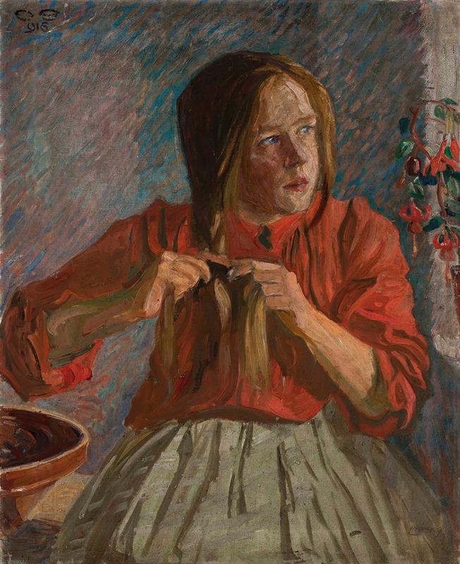 Ludwik Misky - Girl making a braid