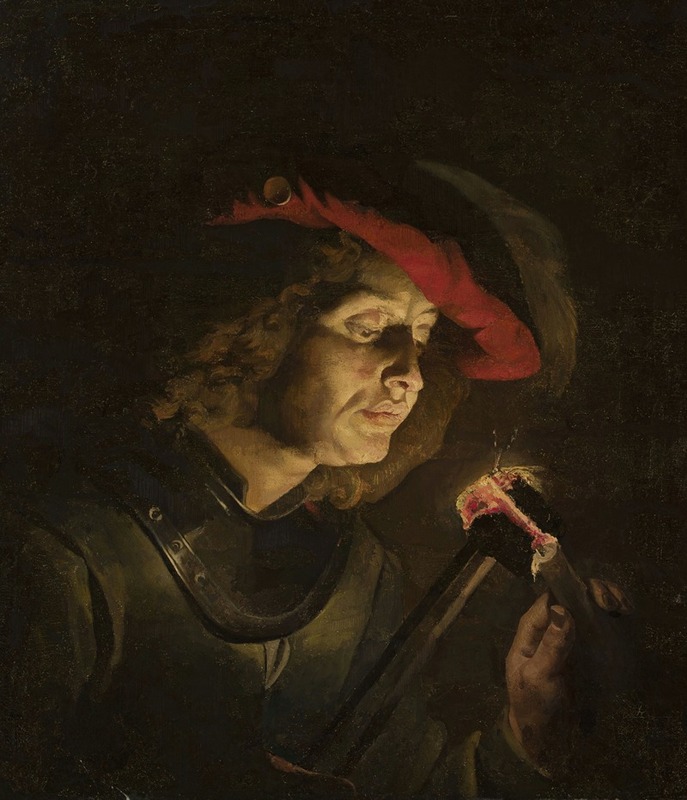 Matthias Stom - Soldier lighting a candle
