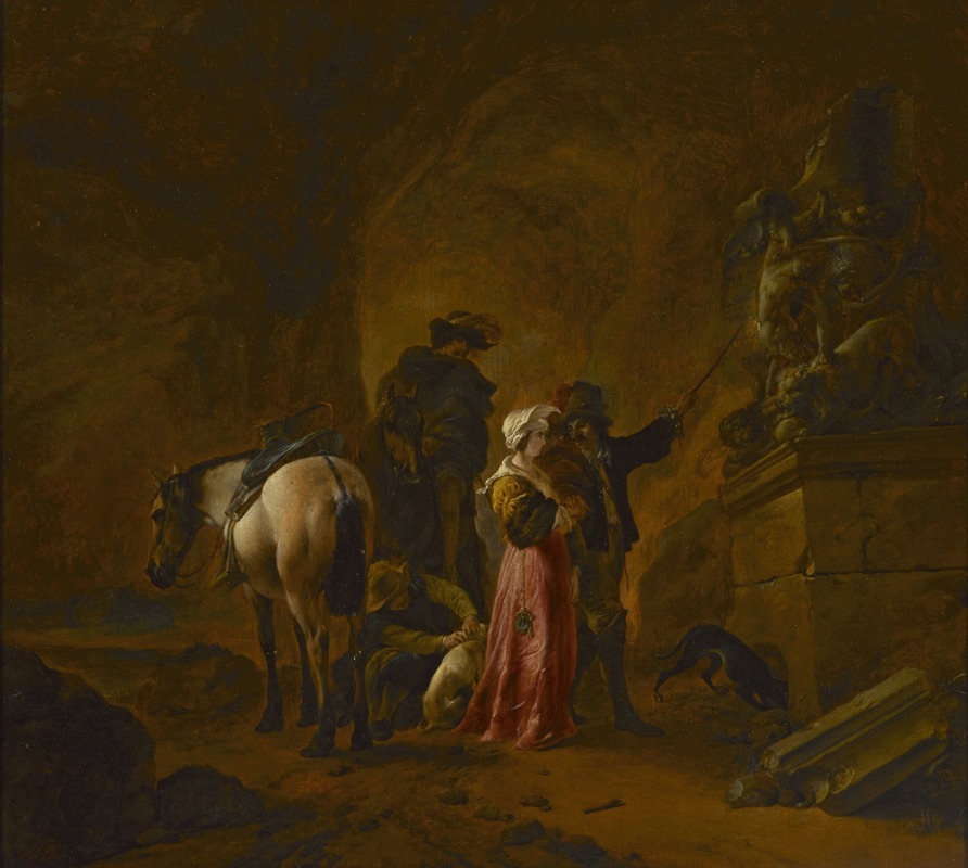 Philips Wouwerman - Travellers in a cave