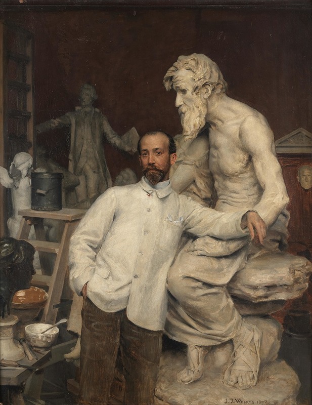 Jean Joseph Weerts - Portrait of Monsieur Dominique Jean-Baptiste Hugues in his studio