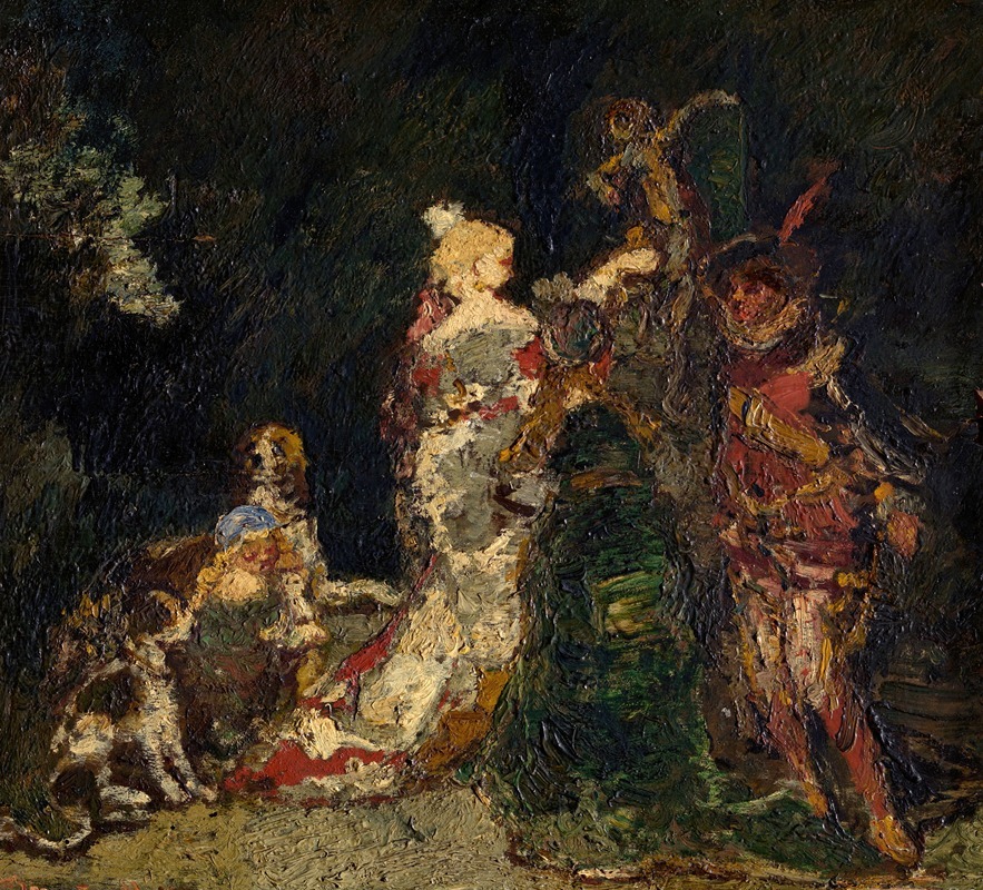 Adolphe Monticelli - Figures in a Park