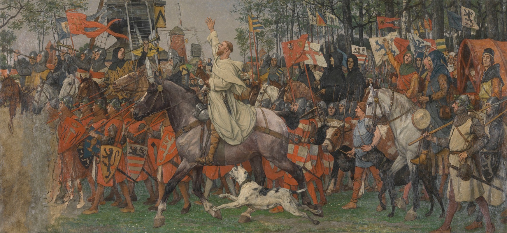 Albert Frans Lieven De Vriendt - The Victorious Return of Bruges Citizens from the Battle of the Golden Spurs