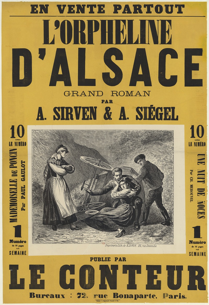 Auguste Belin - L’ Orpheline d’Alsace, grand roman par A. Sirven & A. Siégel