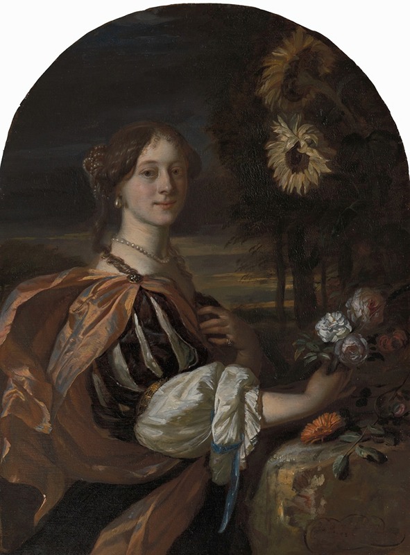 Carel de Moor II - Woman with Sunflowers