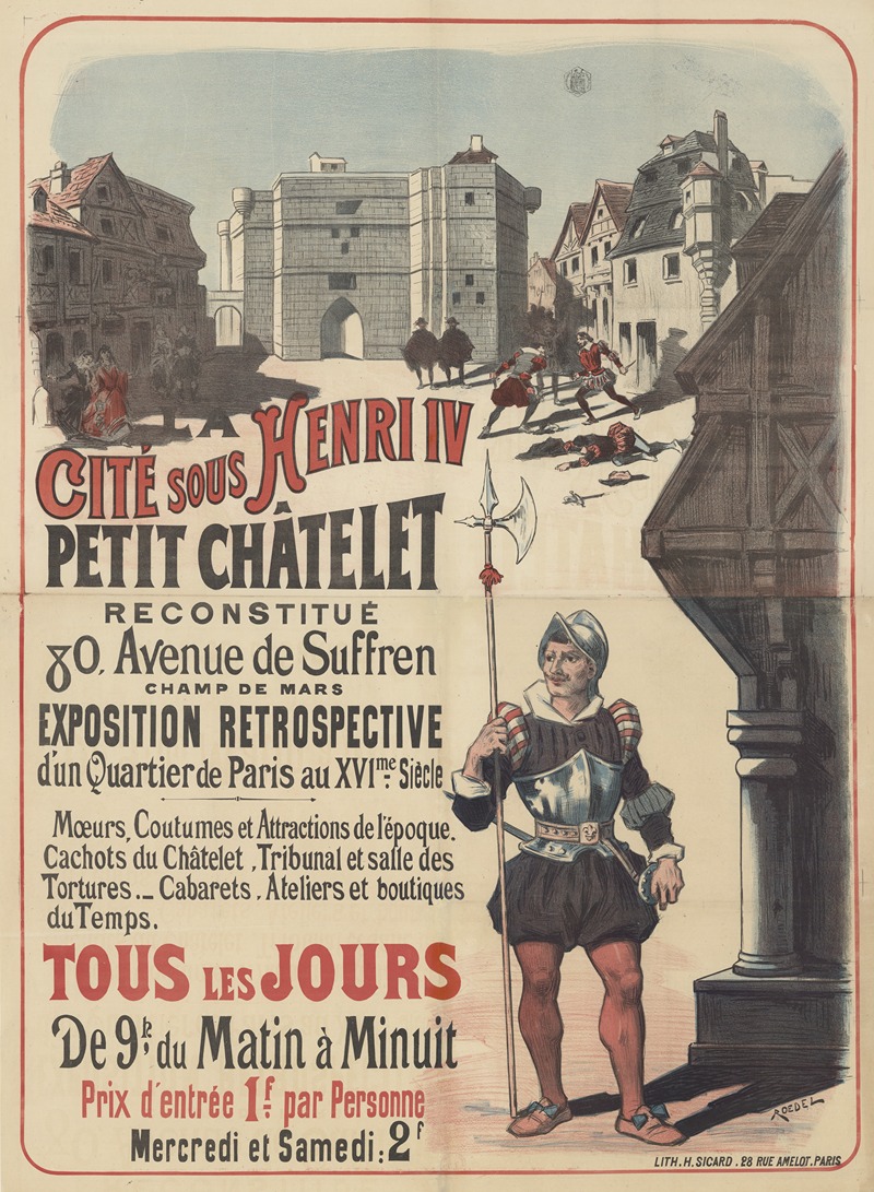 Auguste Roedel - La cité sous Henri IV. Petit Châtelet reconstitué, 80 avenue de Suffren, champ de mars