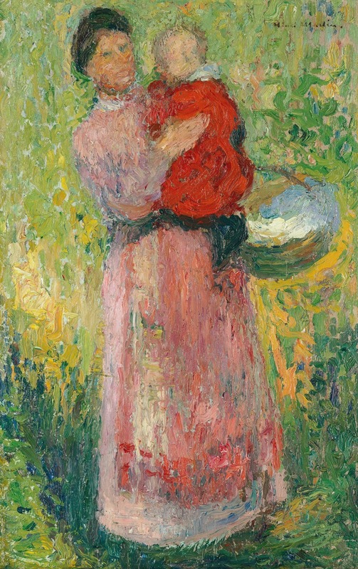 Henri Martin - Femme portant dans ses bras un enfant en rouge