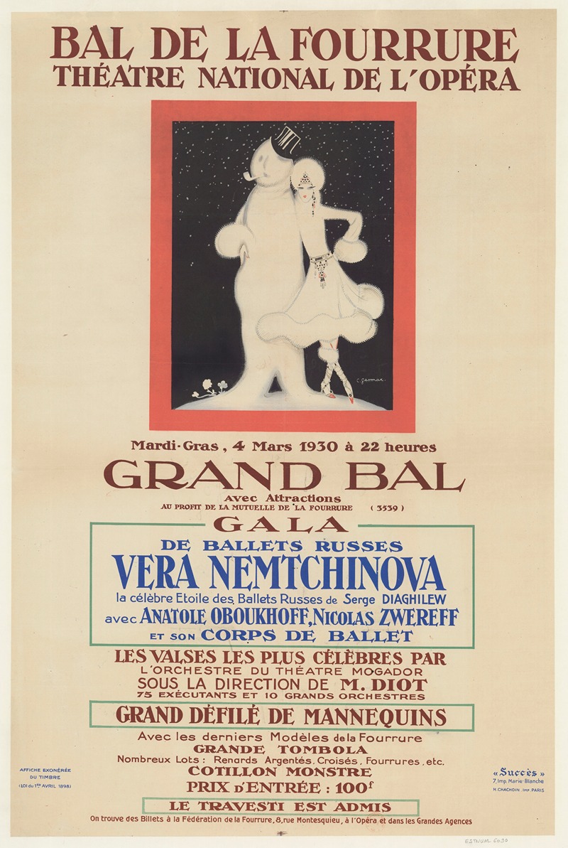 Charles Gesmar - Bal de la Fourrure… 4 mars 1930. Théâtre national de l’Opéra