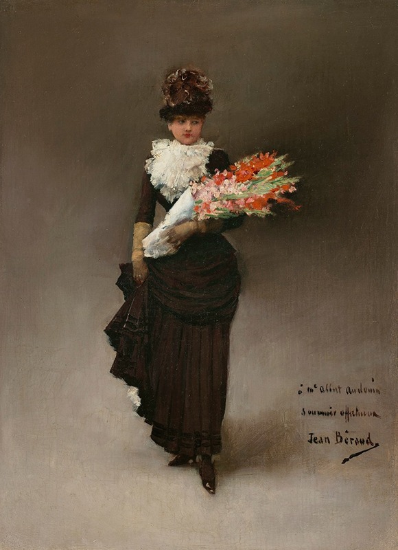 Jean Béraud - Jeune femme au bouquet de fleurs