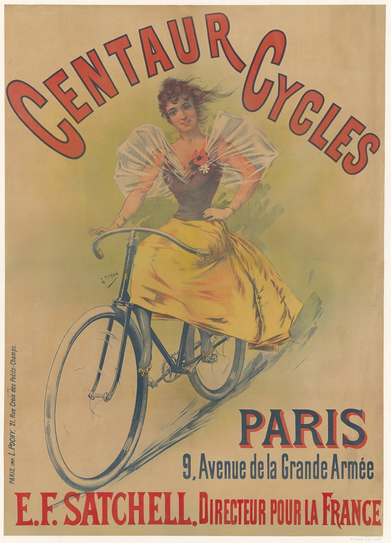 Charles Tichon - Centaur Cycles. Paris, 9, avenue de la Grande Armée. E.F. Satchell