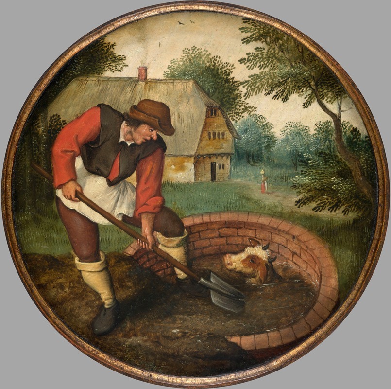 Pieter Brueghel The Younger - It is too Late to Fill in the Well After the Calf has Drowned