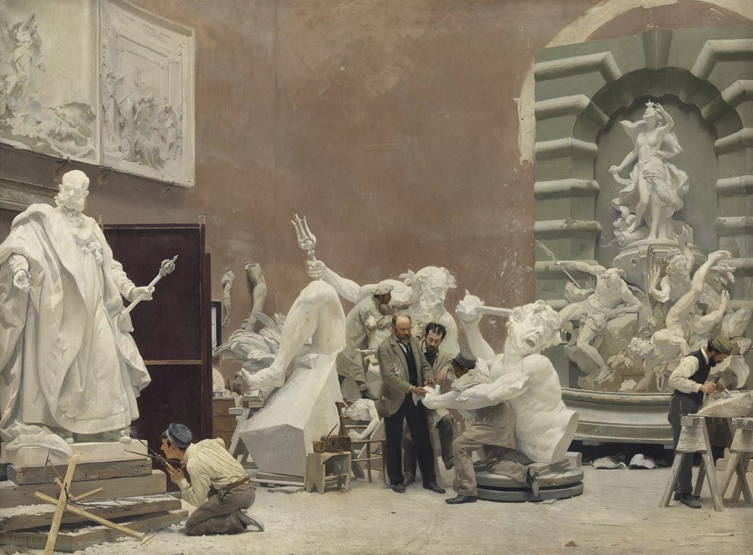 Hans Temple - The sculptor Rudolf Weyr in his studio