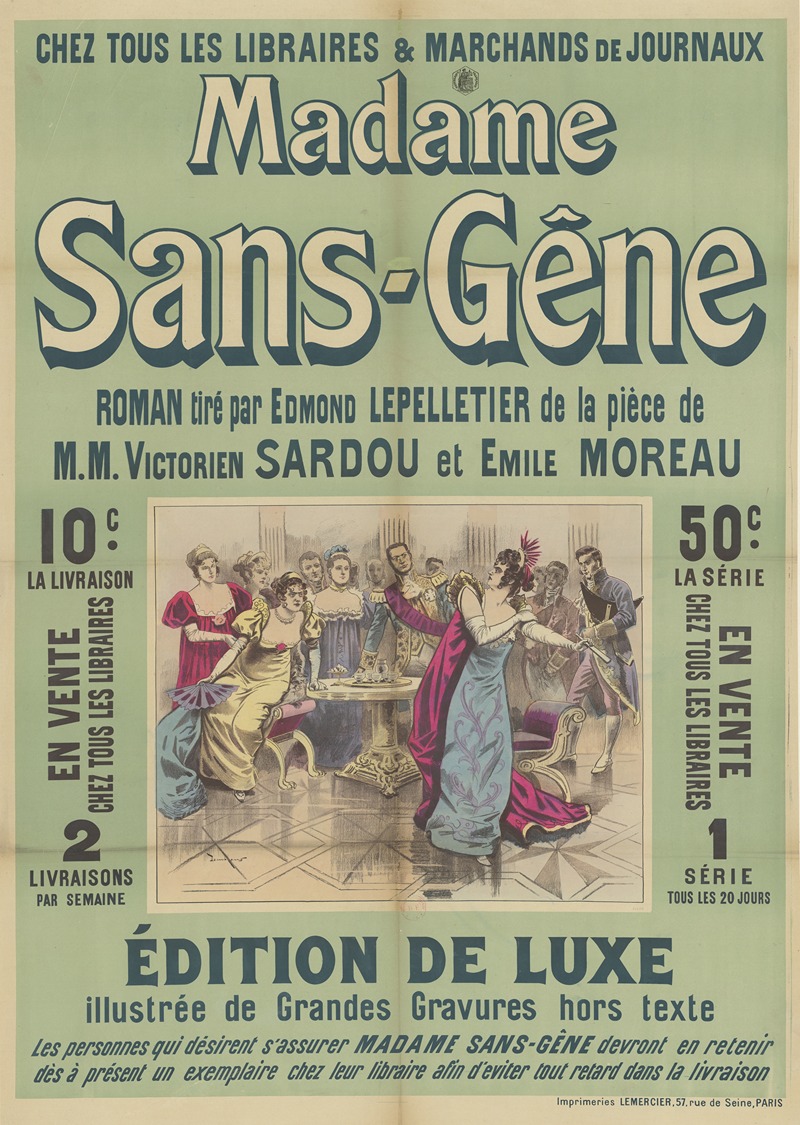 Eugène Damblans - Chez tous les libraires. Madame Sans-Gêne, roman tiré par Edmond Lepelletier et Emile Moreau