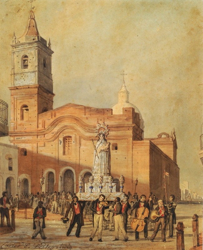 Charles Pellegrini - Iglesia de Santo Domingo (procesión de Nuestra Señora del Rosario, 1830)