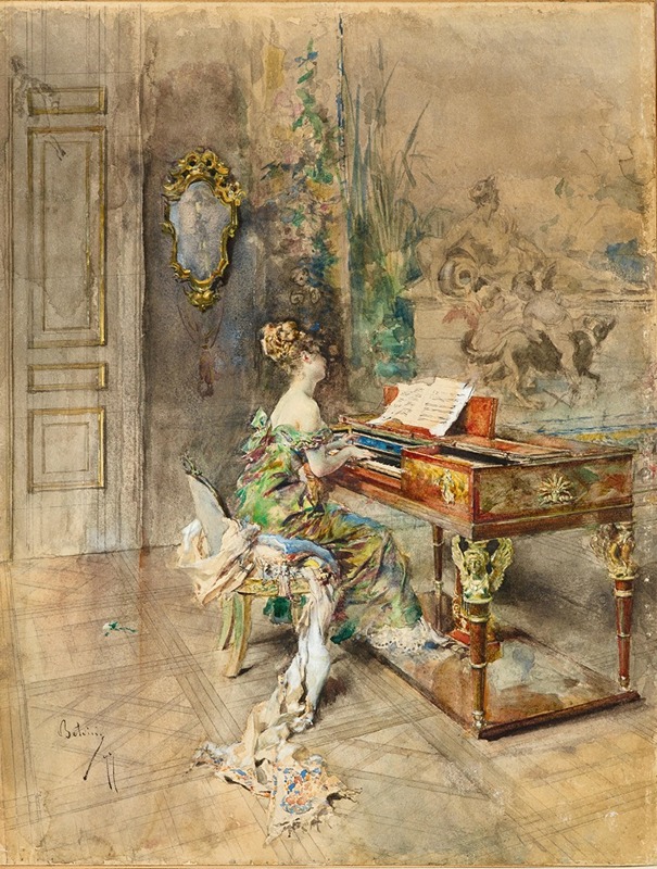 Giovanni Boldini - Pianista in abito settecentesco