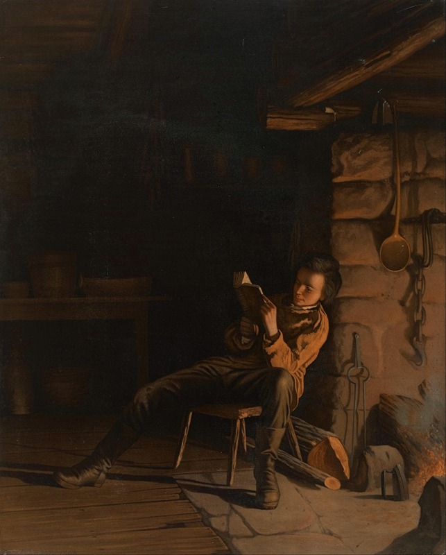 Eastman Johnson - The Boyhood of Lincoln. (An Evening in the Log Hut.)