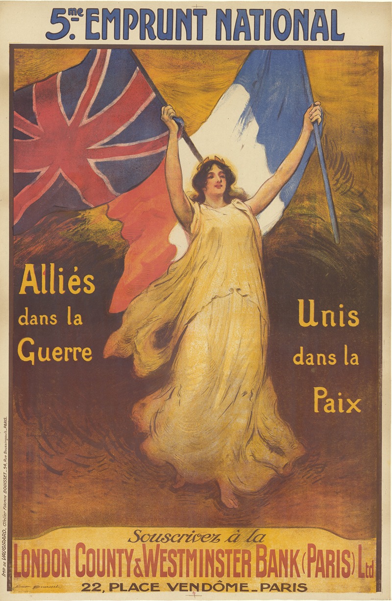 Firmin Bouisset - 5eme Emprunt National. Alliés dans la Guerre, Unis dans la paix. Souscrivez à la London County & Westminster Bank