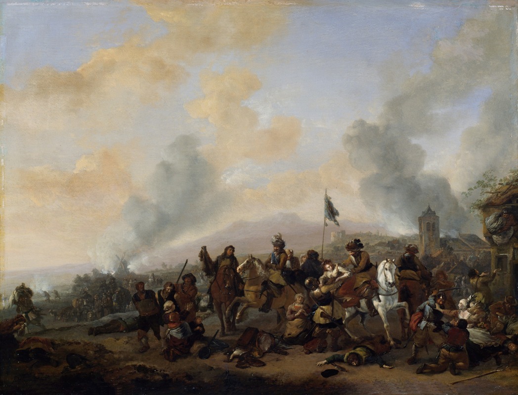 Philips Wouwerman - Soldiers Plundering a Village