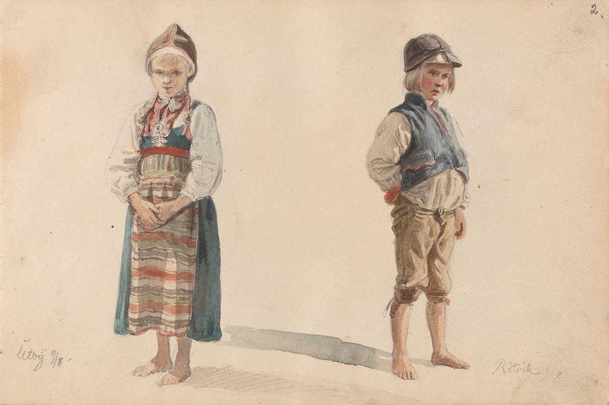 Adolph Tidemand - Jente, Utby; gutt, Rättvik