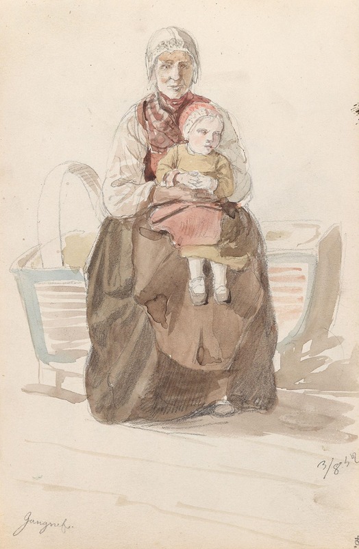Adolph Tidemand - Kvinne med barn, Gagnef