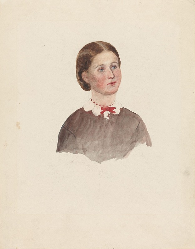 Adolph Tidemand - Ung kvinne med rød halssløyfe