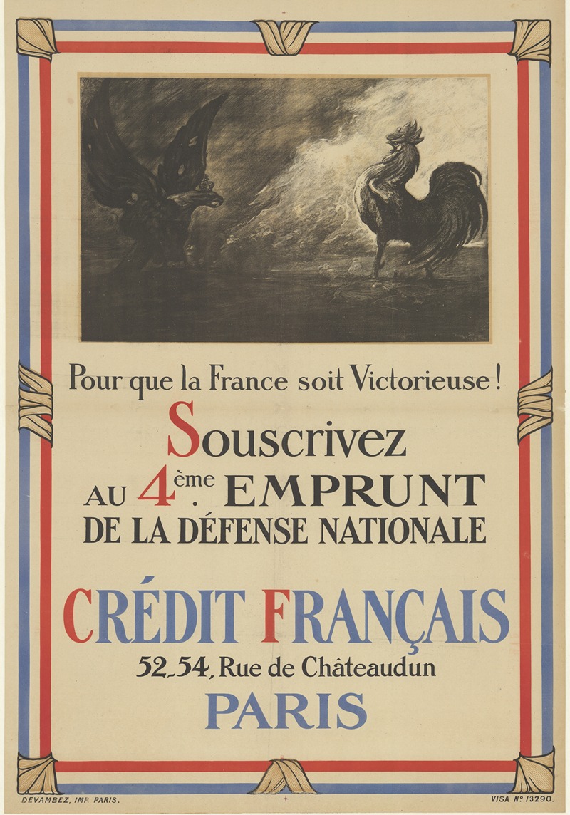 Georges Bertin Scott - Pour que la France soit victorieuse Souscrivez au 4ème Emprunt de la Défense nationale. Crédit français