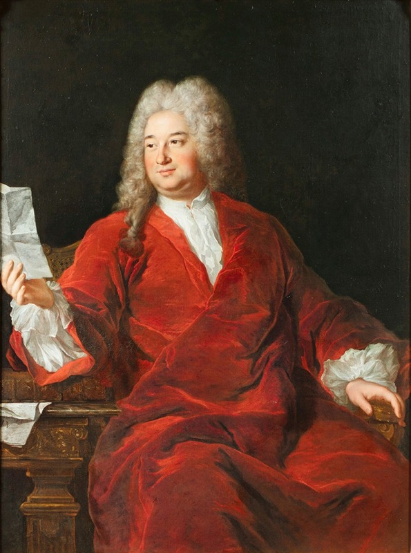 Alexis Simon Belle - Portrait of a man seated wearing a red coat and holding a letter