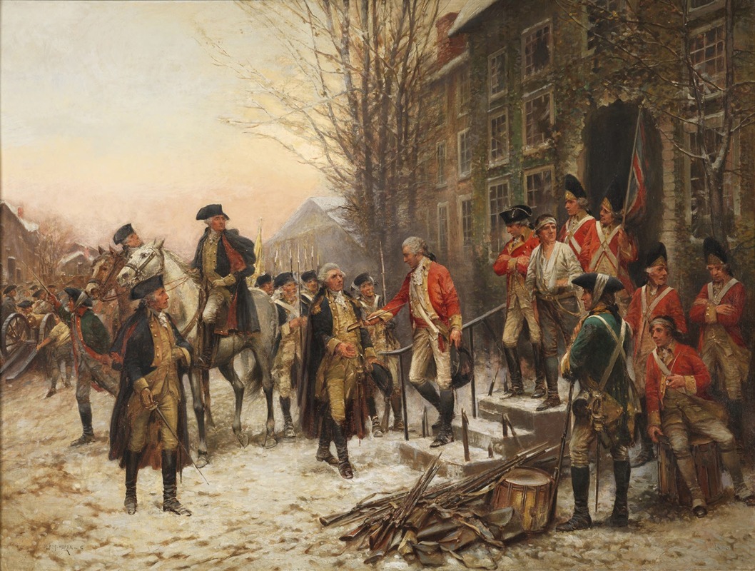 Edward Percy Moran - George Washington (1732-1799) in front of Nassau Hall