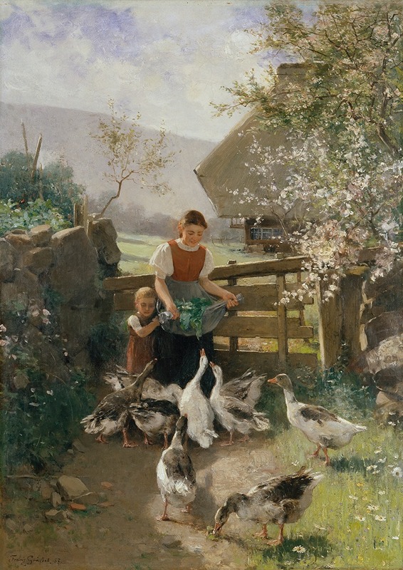 Franz Xaver Gräßel - Children with Geese