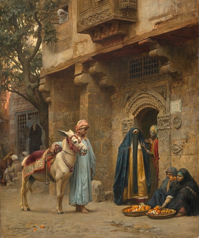 Frederick Arthur Bridgman - Femmes arabes devant une porte