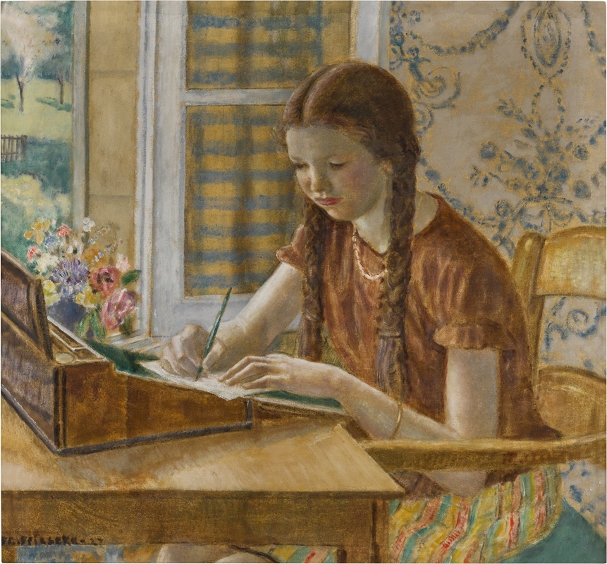 Frederick Carl Frieseke - Girl at Writing Desk