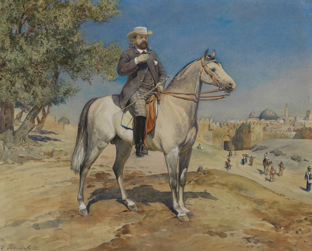 Gustav Bauernfeind - A horseman by a Jerusalem Gate
