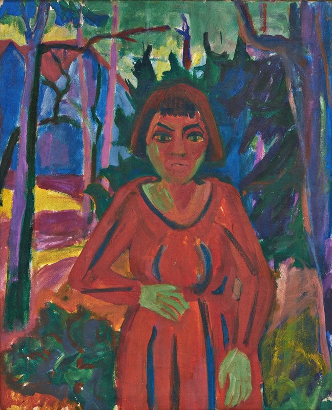 Hermann Scherer - Mädchen in rotem Kleid