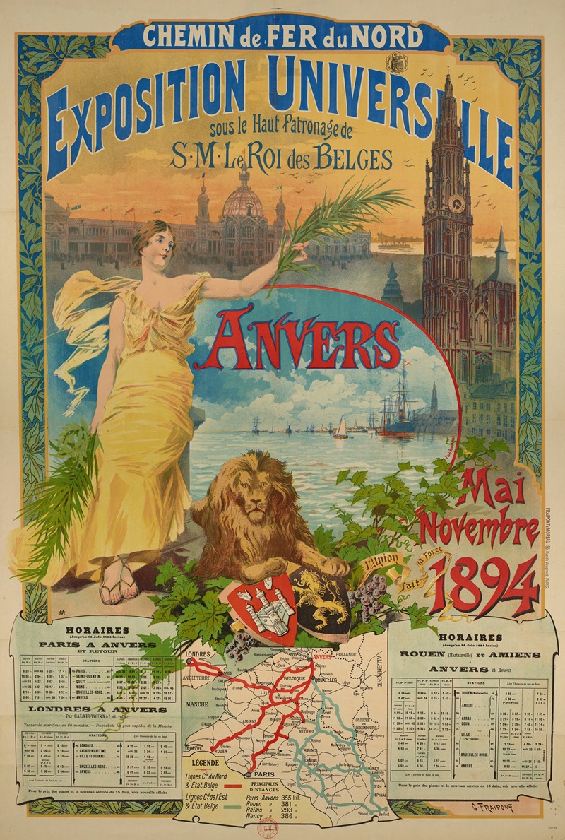 Gustave Fraipont - Chemin de fer du Nord. Exposition universelle. Anvers. mai-novembre 1894