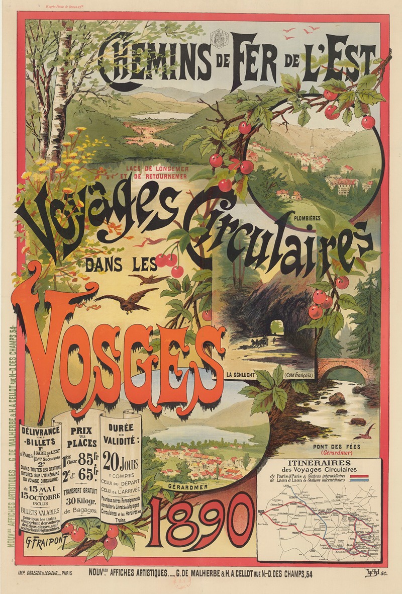 Gustave Fraipont - Chemins de Fer de l’Est. Voyages circulaires dans les Vosges, 1890