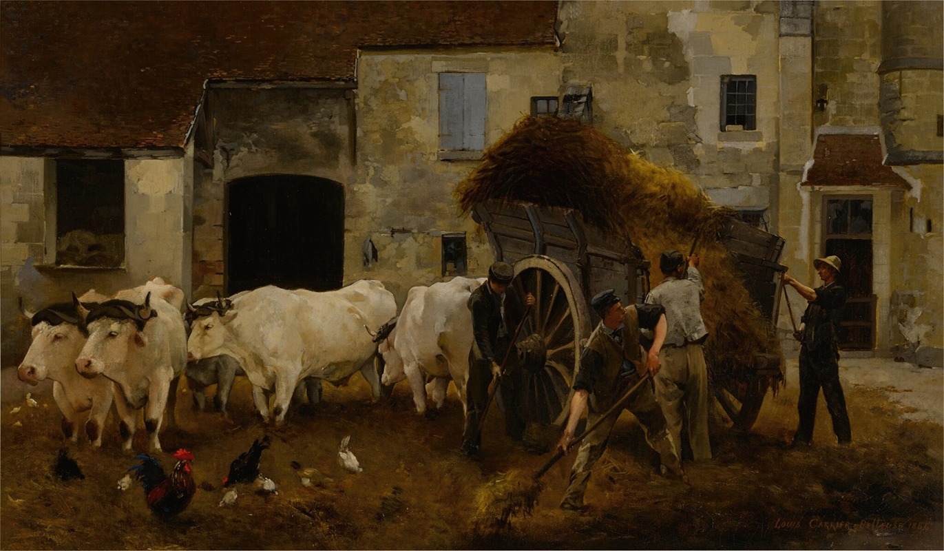 Louis-Robert Carrier-Belleuse - Farmyard, Group of Oxen