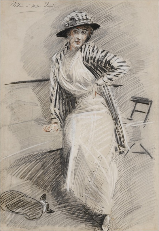 Paul César Helleu - Madame Paris assise sur une banquette