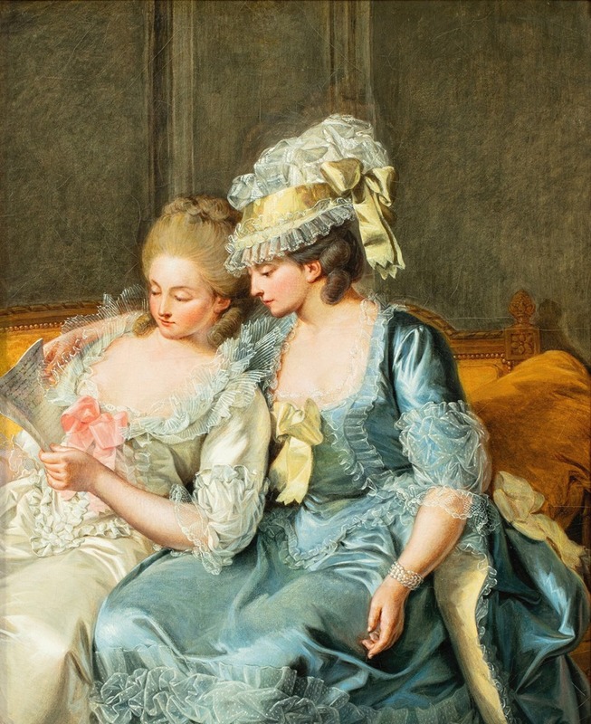 Pierre Alexandre Wille - Two young women reading a Letter