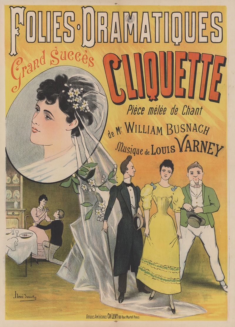 Henri Dumont - Folies-Dramatiques. Cliquette, grand succès, pièce mélée de chant. musique de Louis Varney