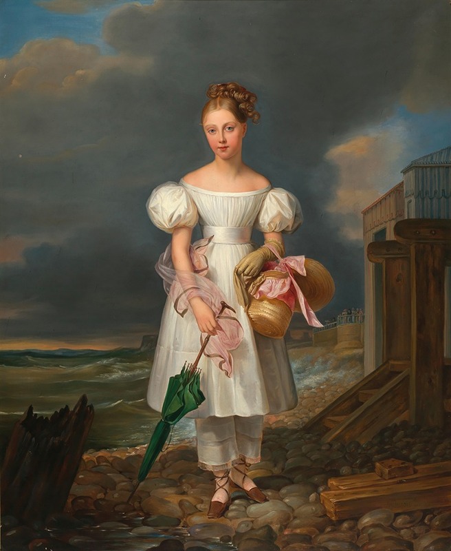 Alexandre-Jean Dubois-Drahonet - Portrait of a Young Girl on the Beach
