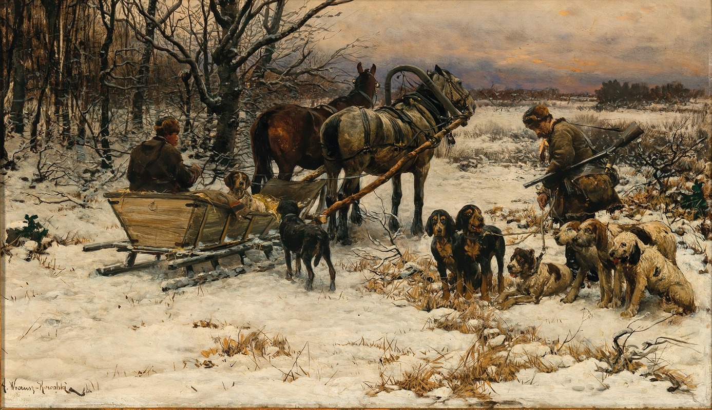 Alfred Von Wierusz-Kowalski - Off to the Winter Hunt