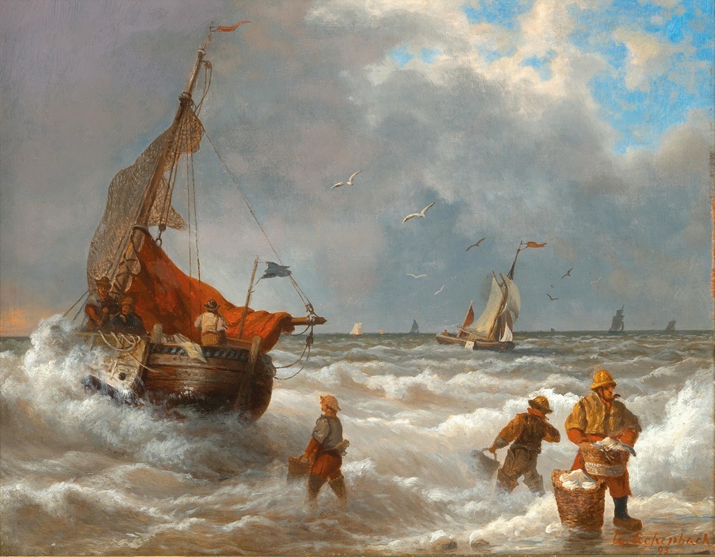 Andreas Achenbach - Fishermen on the Shore