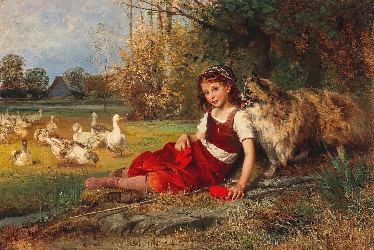 Anton Heinrich Dieffenbach - A Young Goose Girl Resting