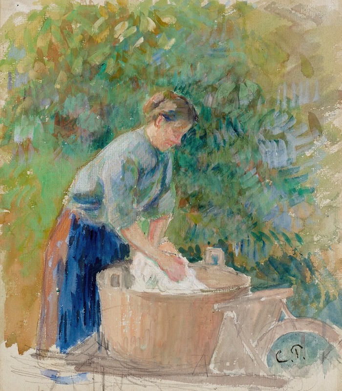 Camille Pissarro - Femme lavant du linge dans un baquet