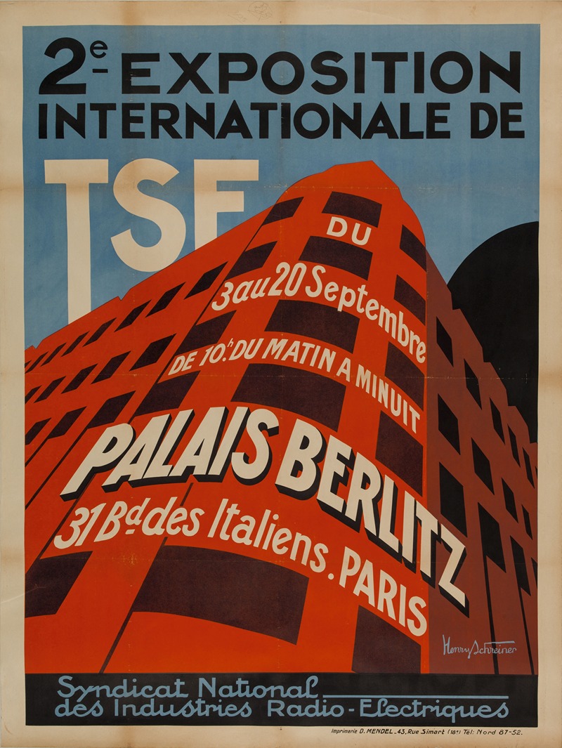 Henri Schreiner - 2e exposition internationale TSF Palais Berlitz