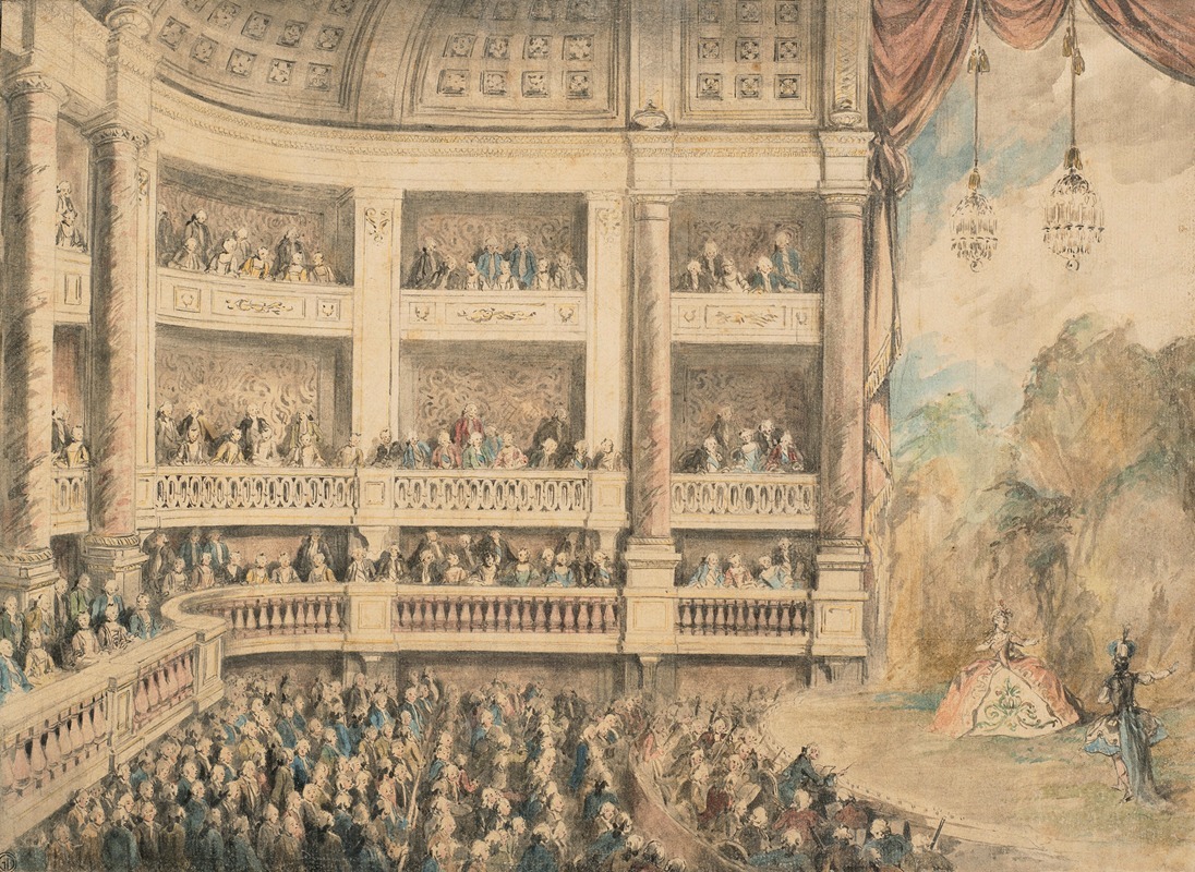 Charles-Nicolas Cochin - A performance at a theater