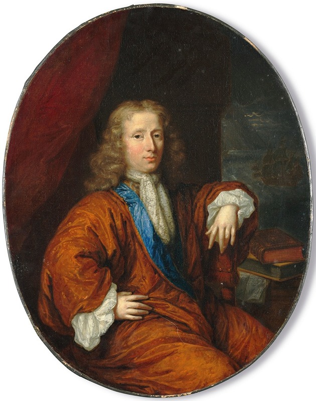 Constantijn Netscher - Portrait of a gentleman