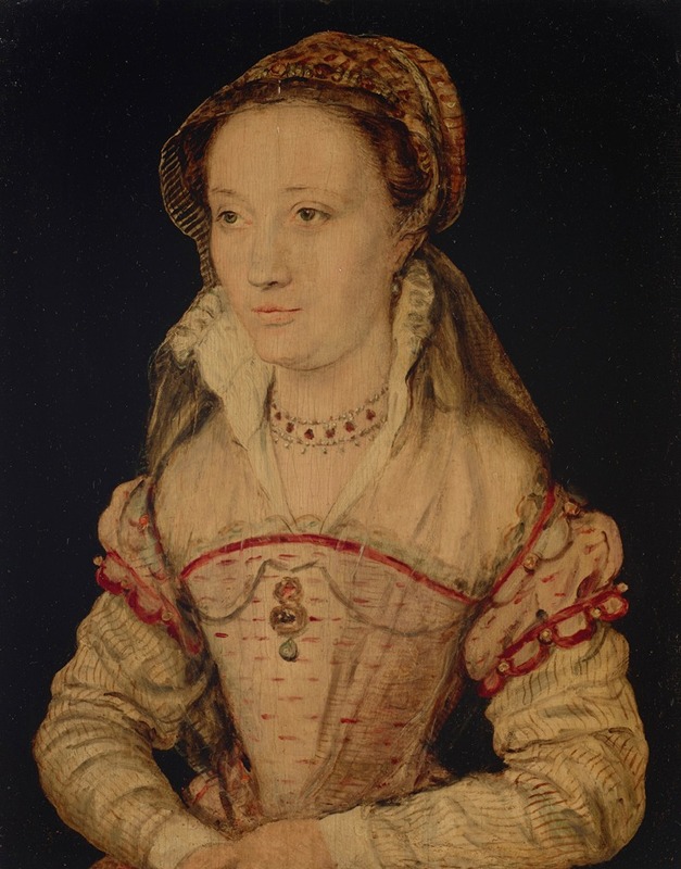 Corneille de Lyon - Portrait of a lady, half length, traditionally identified as Marie de Lorraine (1515-1560)