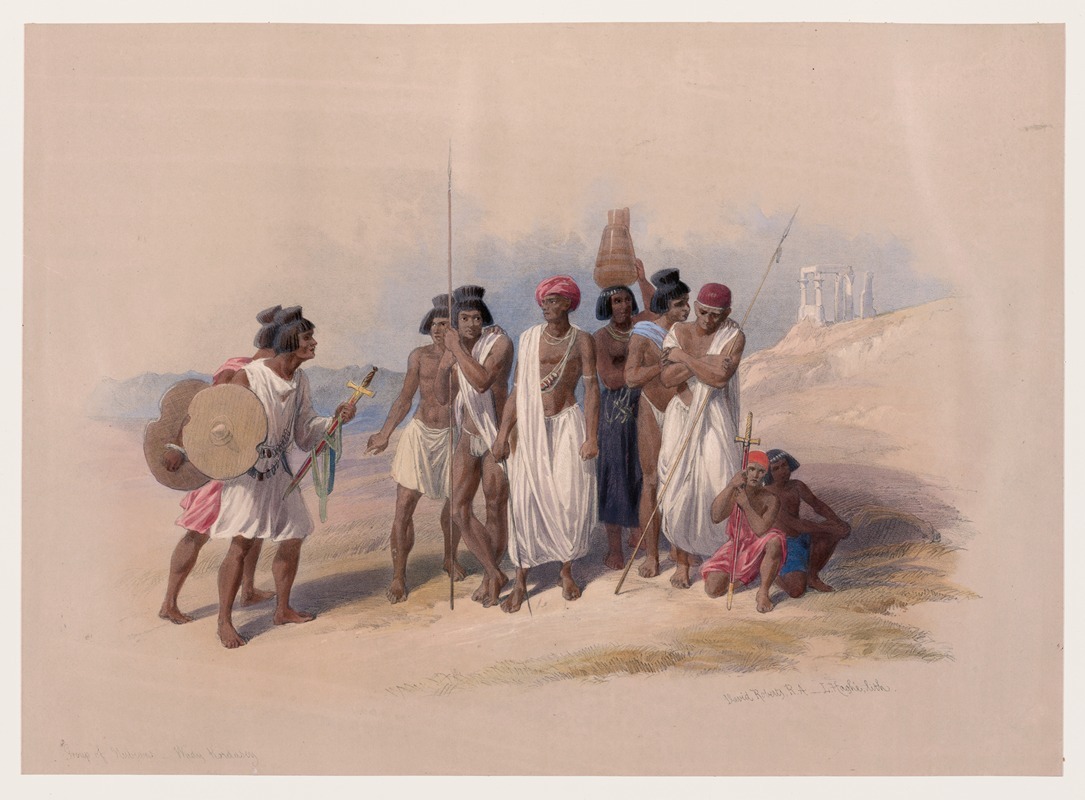 David Roberts - Group of Nubians, Wady Kardasey [sic] [Qirtâsî].