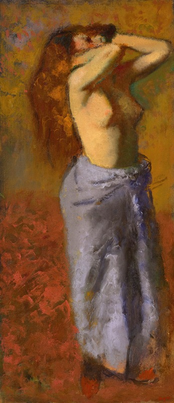 Edgar Degas - Femme en peignoir bleu le torse découvert